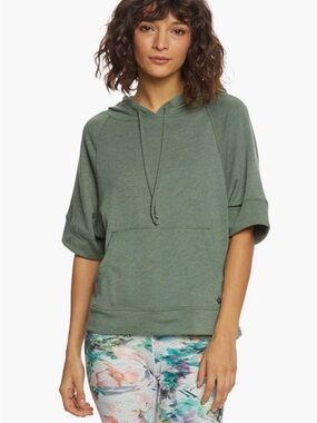 Prana Palmetto After Yoga Hoodie Short Sleeve Green Granola Gorpcore Size L